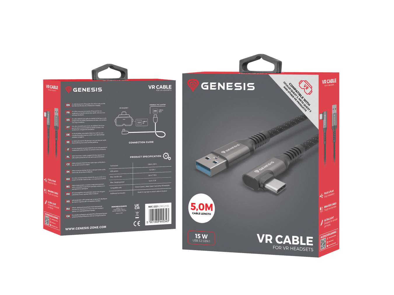 Genesis Kabel VR USB-C/USB-A M/M 5M