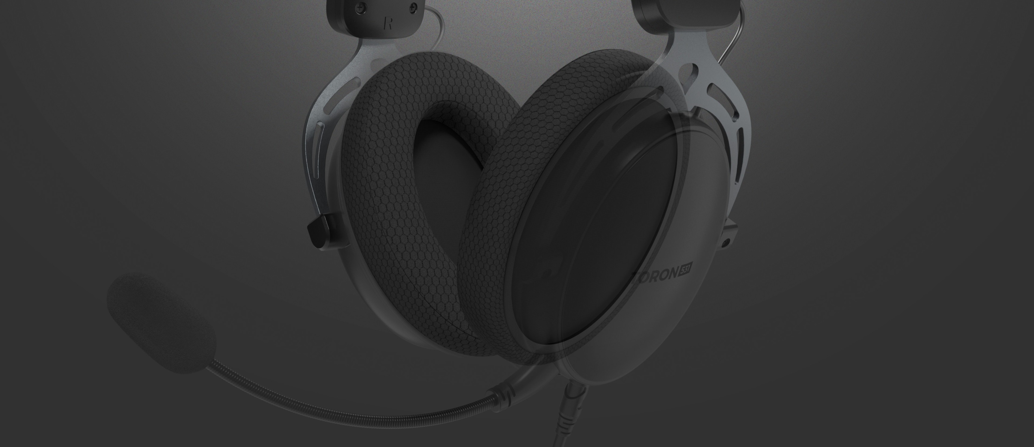 Náušníky pro náhlavní soupravu Genesis Toron EP02 s elegantním designem a měkkým textilním materiálem pro větší pohodlí.